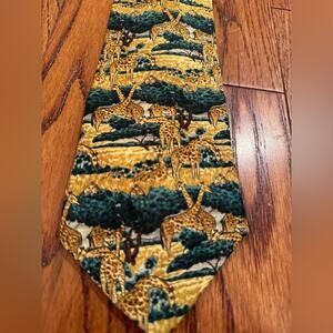 VTG Endangered Species Men’s Tie Giraffe Silk Necktie Africa Father's Day Gift